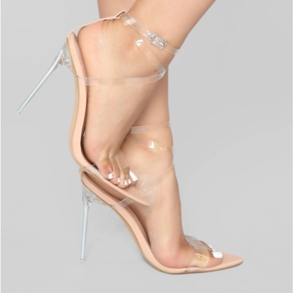 Pointed Toe Clear Nude Heels 5 inches